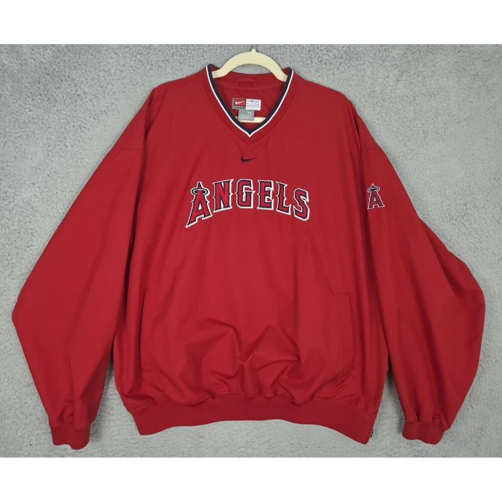 Vintage Nike Jacket Anaheim Angels Mens XL Red Pullover Windbreaker Dugout MLB